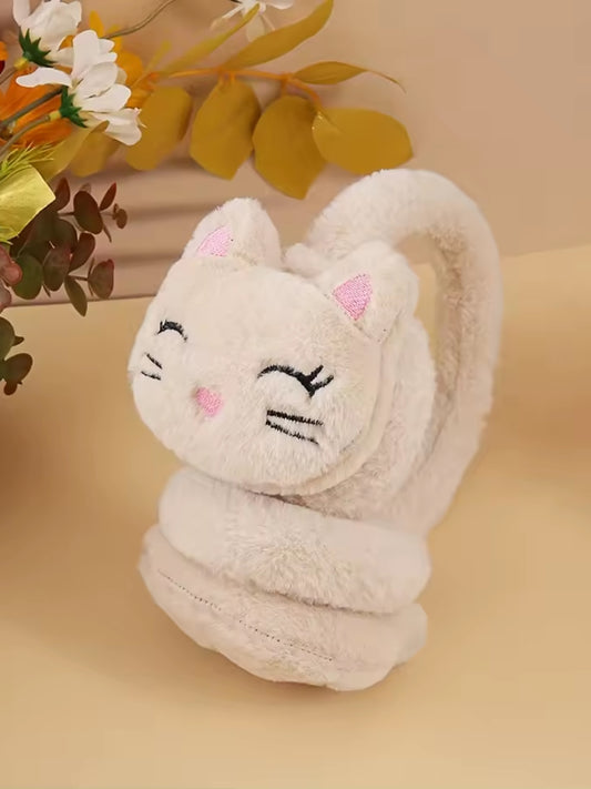 Cache oreille fille avec un design de chat beige