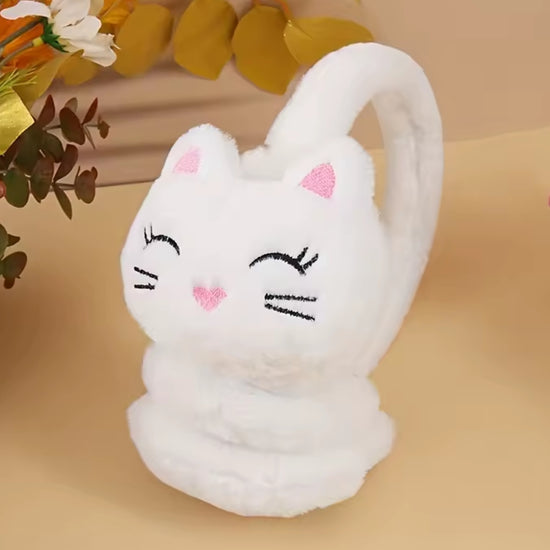Cache oreille fille avec un design de chat blanc