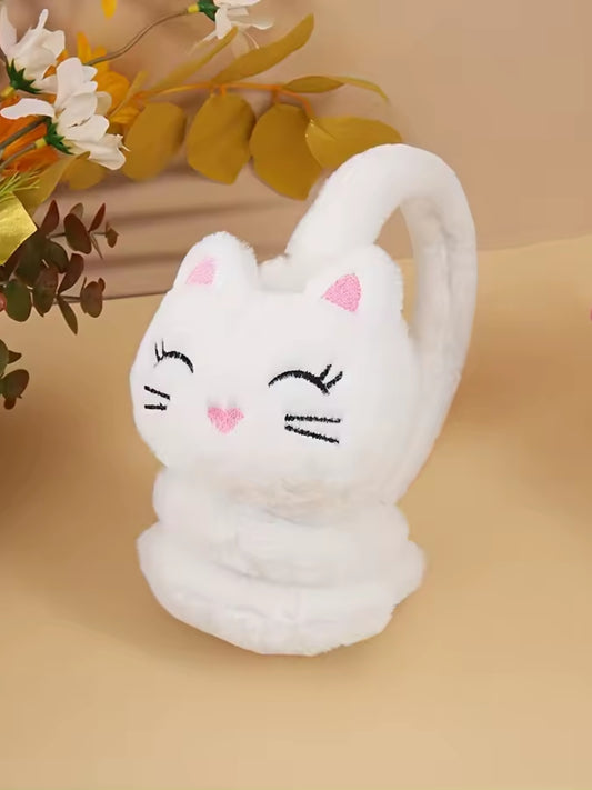 Cache oreille fille avec un design de chat blanc