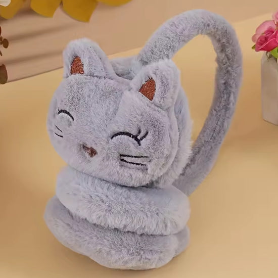 Cache oreille fille avec un design de chat gris