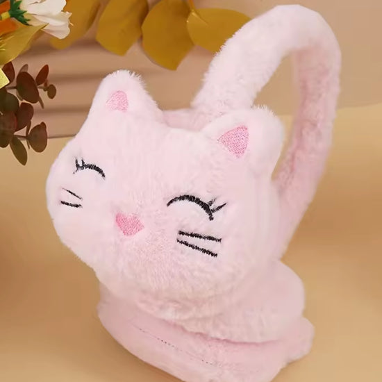 Cache oreille fille avec un design de chat rose