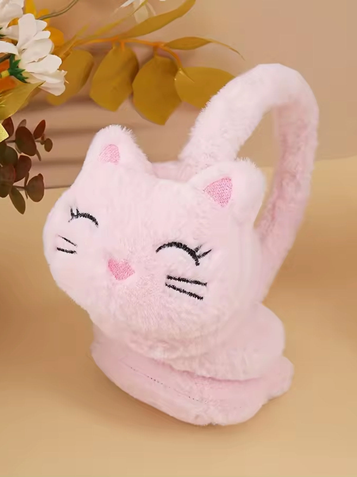 Cache oreille fille avec un design de chat rose