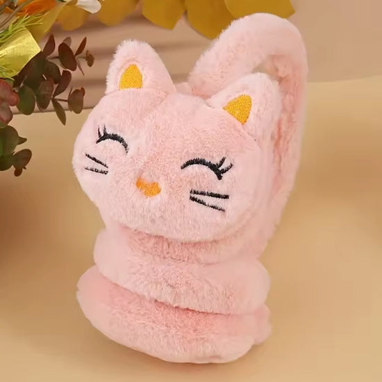 Cache oreille fille avec un design de chat rose clair