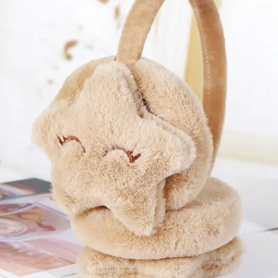 Cache oreille fille avec un design d'étoile marron