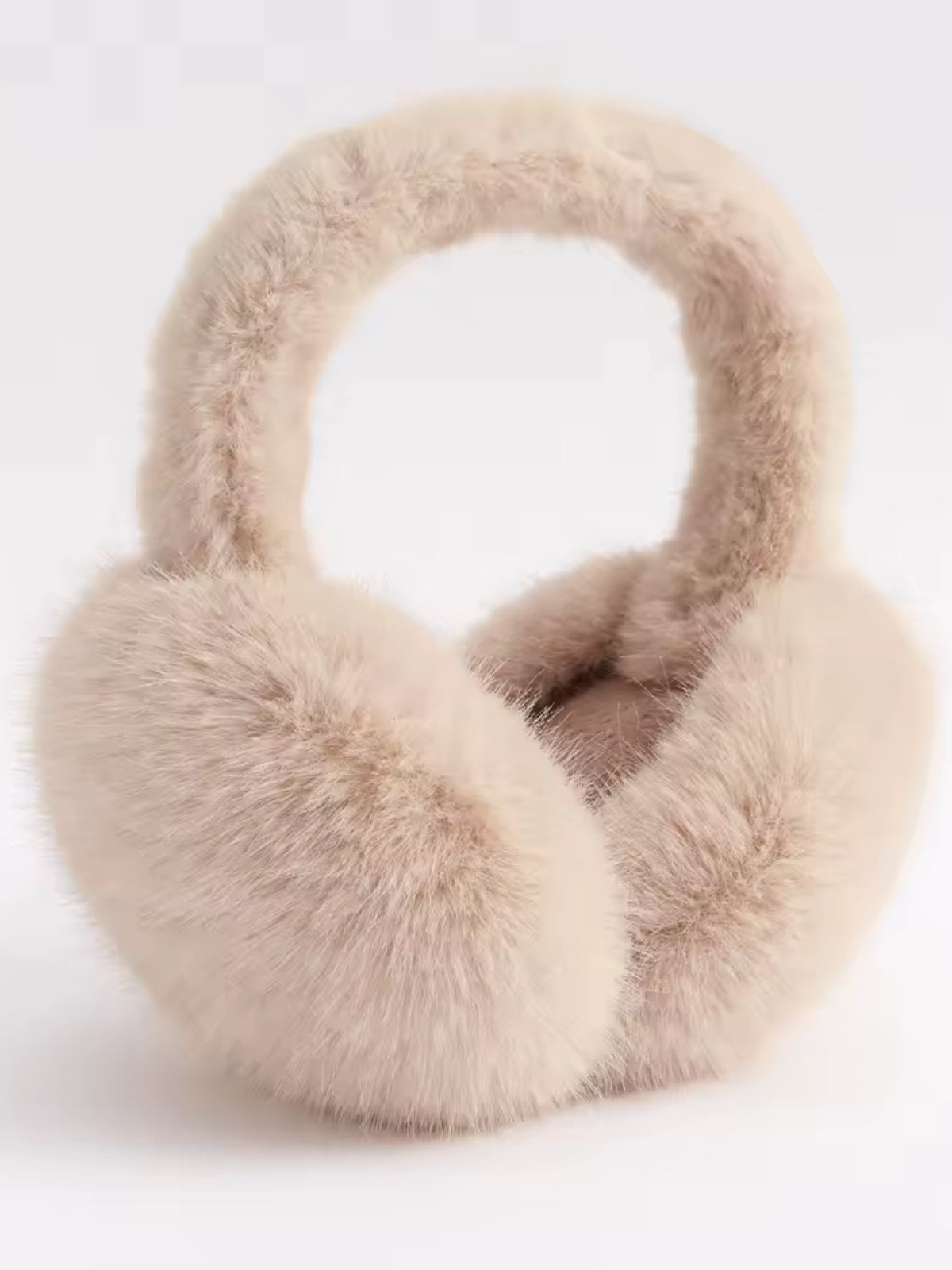 Cache oreille femme en fourrure beige