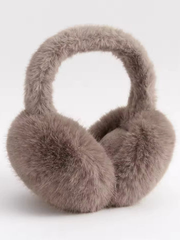 Cache oreille femme en fourrure brun foncé