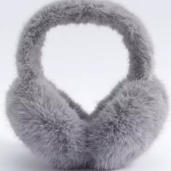 Cache oreille femme en fourrure gris