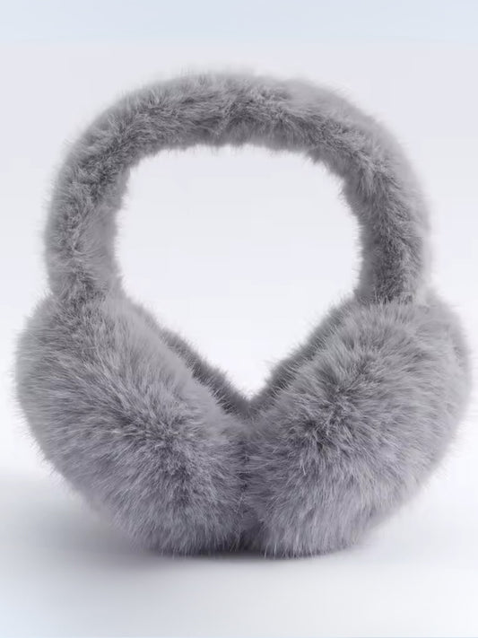 Cache oreille femme en fourrure gris