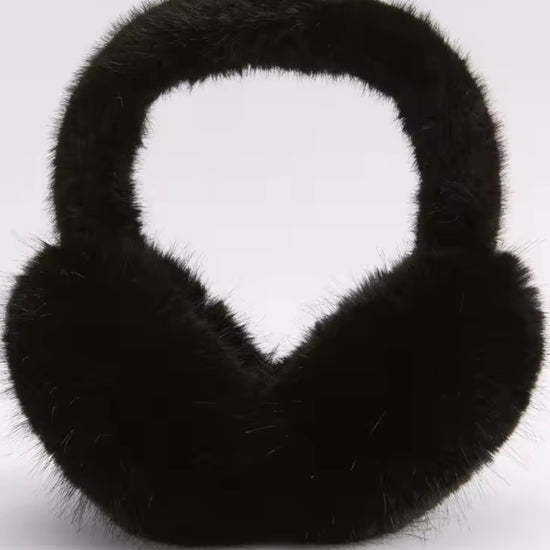 Cache oreille femme en fourrure noir