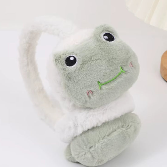 Cache oreille garçon avec un design de grenouille verte