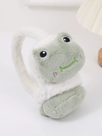 Cache oreille garçon avec un design de grenouille verte