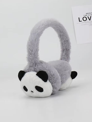 Cache oreille garçon gris avec un design de panda