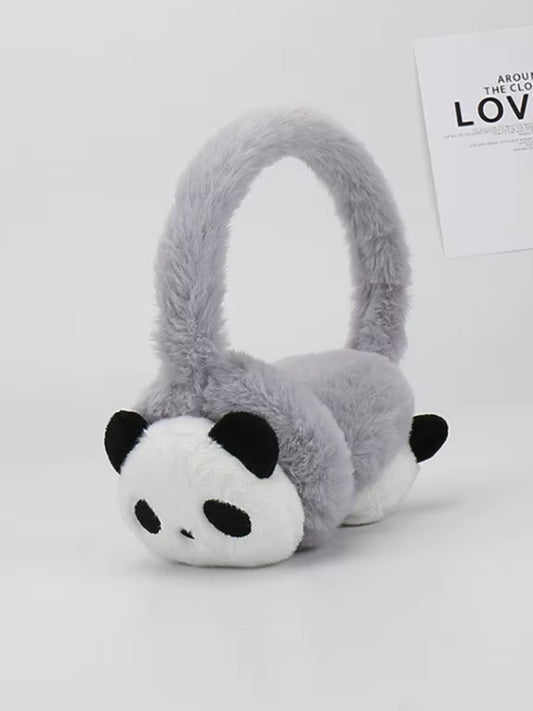 Cache oreille garçon gris avec un design de panda